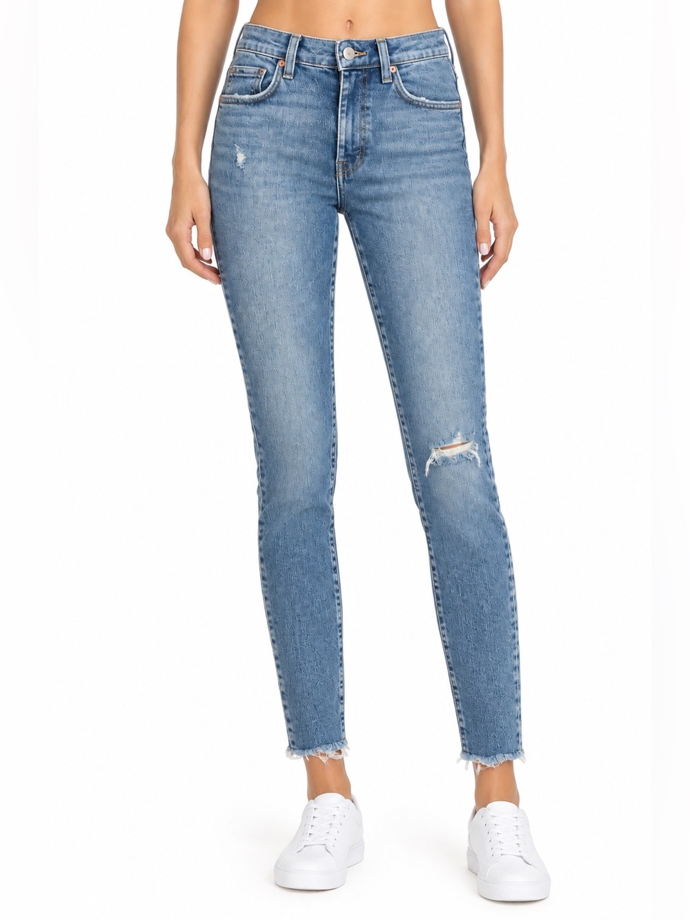 Zara High-Rise Distressed Medium Blue Skinny Jeans Women’s 4